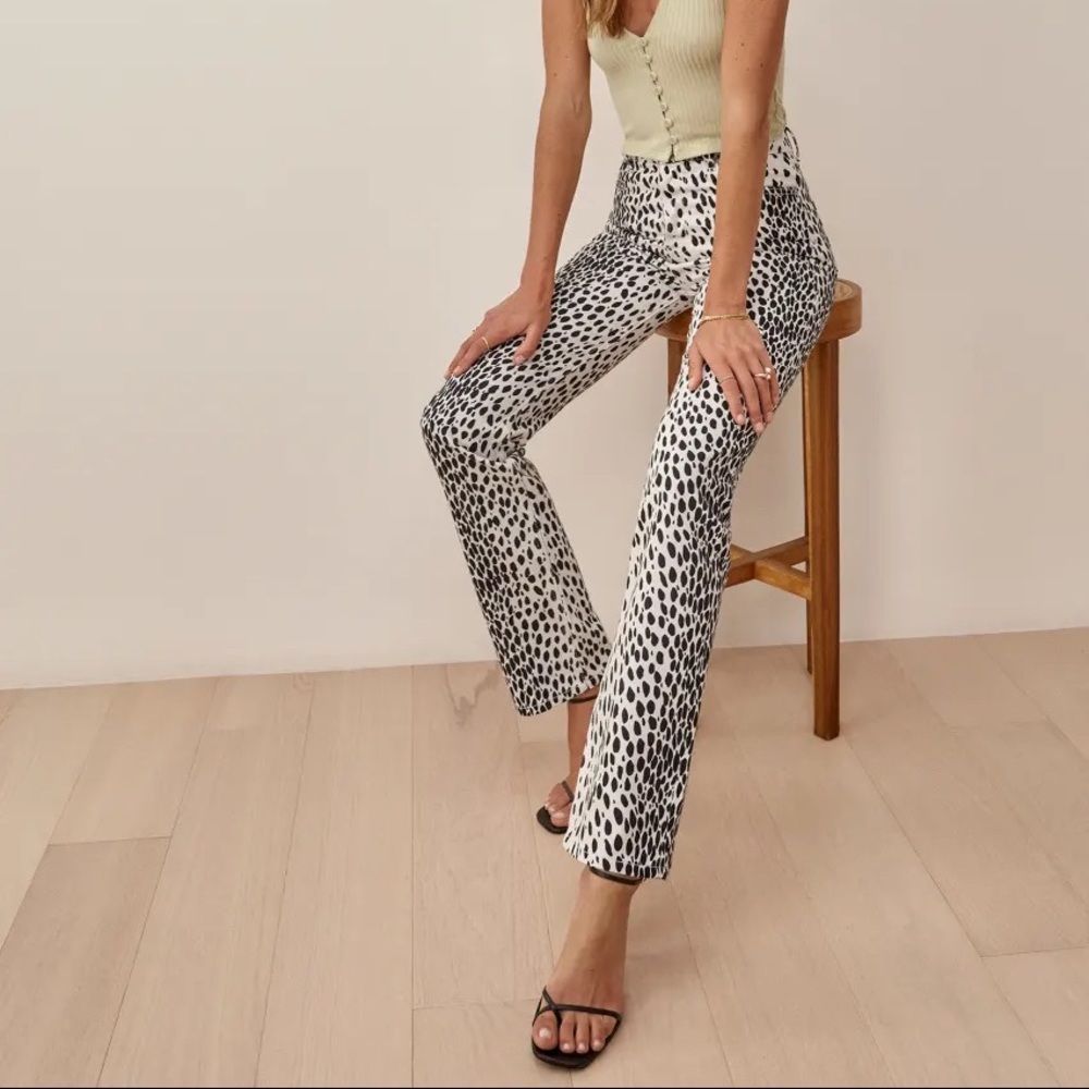 Cynthia Cheetah High Rise Straight Long Jeans Size 24 (ALTERED 5’1)